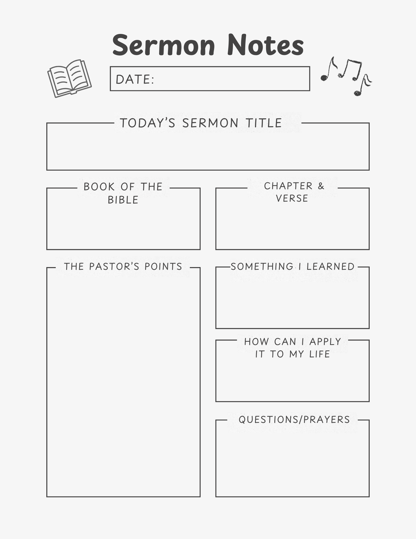 Kids Sermon Notes notebook