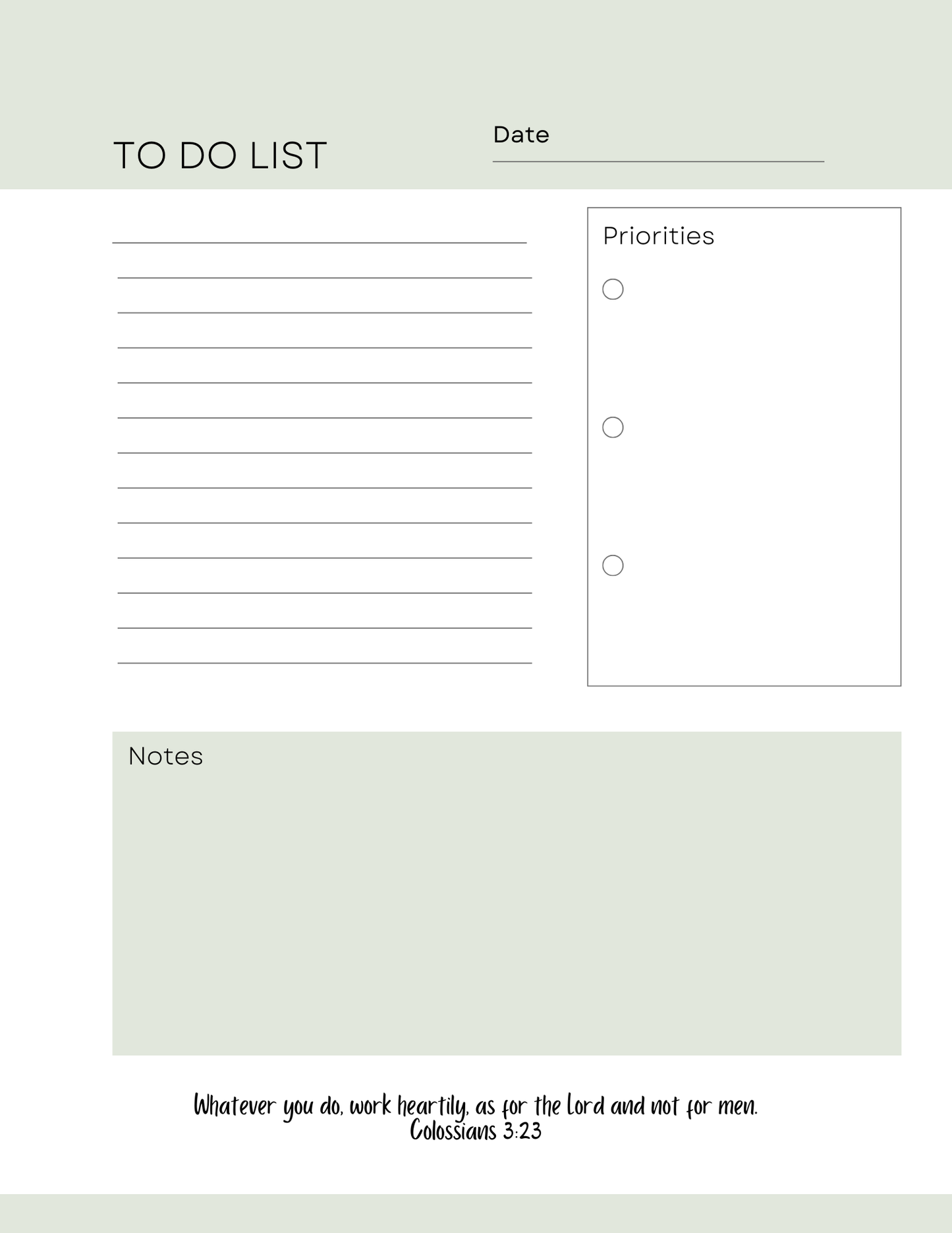 To Do List printable